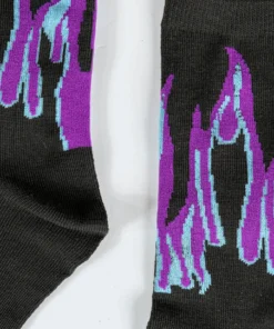 ACC0227_BLACK Acid Flame Socks