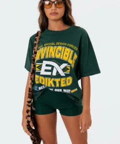 S11063_green Invincible Oversized T-Shirt