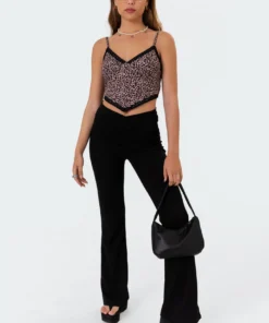 S11105_brown Tops Sab Leopard Crop Top