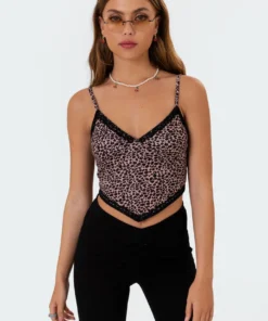 S11105_brown Tops Sab Leopard Crop Top