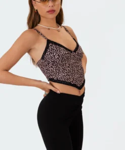 S11105_brown Tops Sab Leopard Crop Top