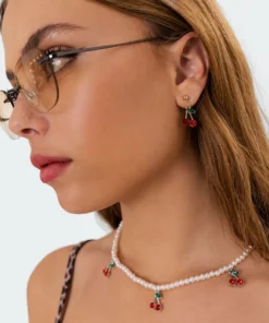 Acc00103_gold Accessories Cherry Drop Earrings