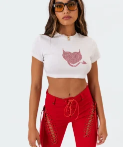 S11096_white Devil Diamond Cropped T-Shirt