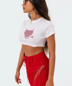 S11096_white Devil Diamond Cropped T-Shirt 10 S11096_white Devil Diamond Cropped T-Shirt