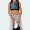S11119_black Tops Fantasy Crop Top