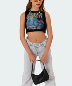 S11119_black Tops Fantasy Crop Top
