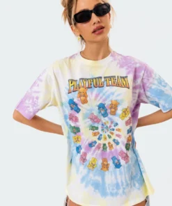 S11128_mix Playful Tie-Dye T-Shirt Tops
