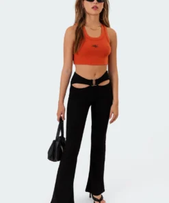 S11065_orange Tops Becca Ribbed Crop Top