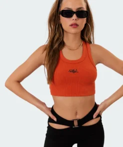 S11065_orange Tops Becca Ribbed Crop Top
