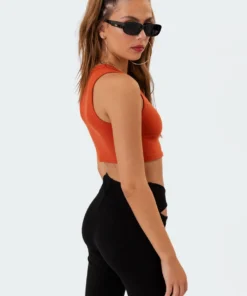 S11065_orange Tops Becca Ribbed Crop Top
