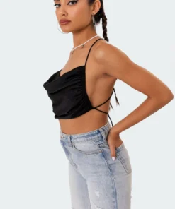 S11067_black Jordyn Open Back Crop Top