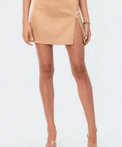 S12479_GOLD Silky Satin Micro Skirt New In