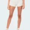 S12413_CREAM Floral Biker Shorts