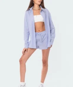 S12302_MIX Pinstripe Button-Up Shirt