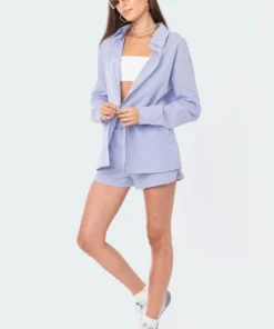 S12302_MIX Pinstripe Button-Up Shirt