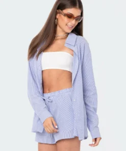 S12302_MIX Pinstripe Button-Up Shirt