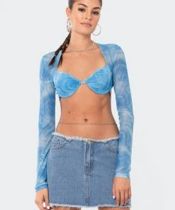 S11741_TURQUOISE Lin Mesh Bra Top New In