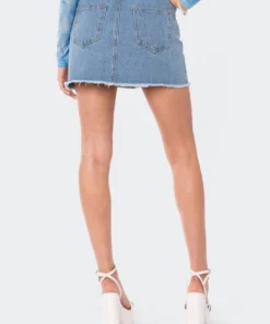 S12389_LIGHT-BLUE Tristee Low-Rise Denim Skirt New In