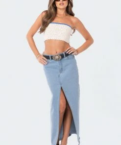 S12490_CREAM Back Tie Crochet Top New In