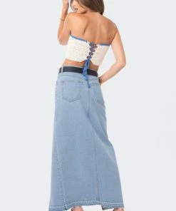 S12490_CREAM Back Tie Crochet Top New In