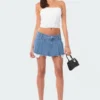 S12306_BLUE Denim Pleated Skort