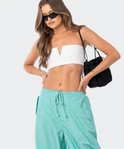 S12511_WHITE V Strapless Crop Top