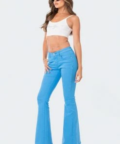 S11975_TURQUOISE Cupid Mid-Rise Flared Jeans