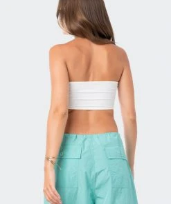 S12511_WHITE V Strapless Crop Top