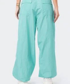 S12460_TURQUOISE Rian Nylon Cargo Pants New In