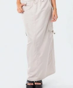 S12486_BEIGE Demi Cargo Maxi Skirt