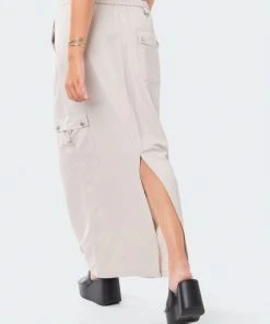S12486_BEIGE Demi Cargo Maxi Skirt