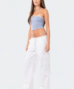 S12243_BLUE Colby Belted Tube Top