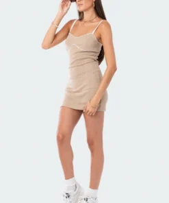 S12358_BEIGE Pointelle Mini Dress New In