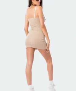 S12358_BEIGE Pointelle Mini Dress New In