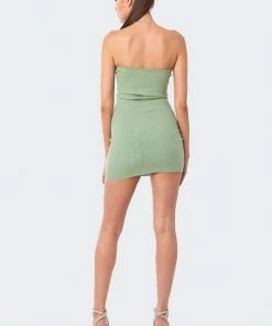 S12455_GREEN Sweetheart Knitted Dress
