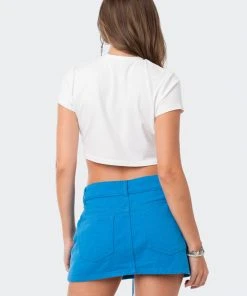 S12438_WHITE Desperate Cropped T-Shirt