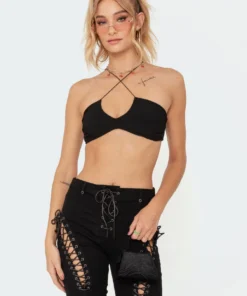 S11458_black Tabitha Ribbed Crop Top