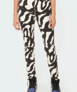 S11544_black-and-white Static Skinny Jeans Pants