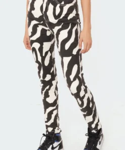 S11544_black-and-white Static Skinny Jeans Pants
