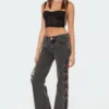 S11572_black-washed Sasha Lace-Up Low-Rise Jeans Pants