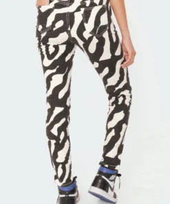 S11544_black-and-white Static Skinny Jeans Pants