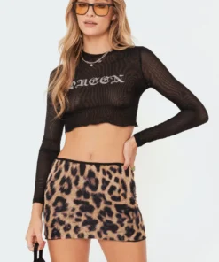 S11459_black Queen Rhinestone Mesh Top