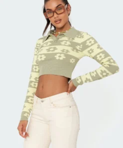 S11541_mix Bouquet Knitted Top