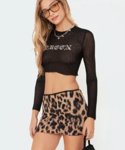 S11459_black Queen Rhinestone Mesh Top