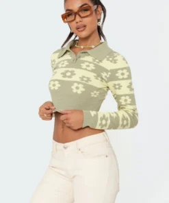 S11541_mix Bouquet Knitted Top