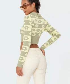 S11541_mix Bouquet Knitted Top