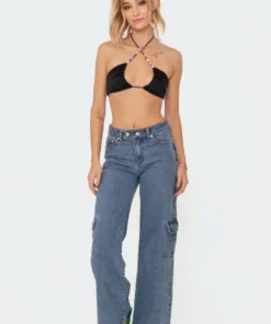 S11445_black Brandy Bead Top Tops