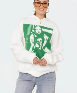 S11473_white Tops Mono Print Hoodie