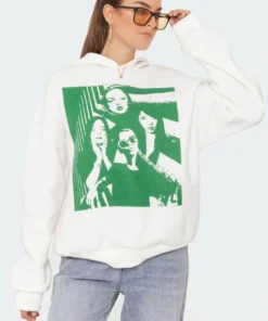 S11473_white Tops Mono Print Hoodie