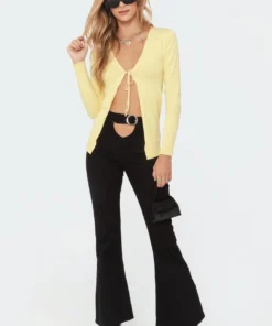 S11523_yellow Tops Taylor Tie-Up Cardigan